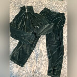 Fabletics Dark Green Velour Jacket